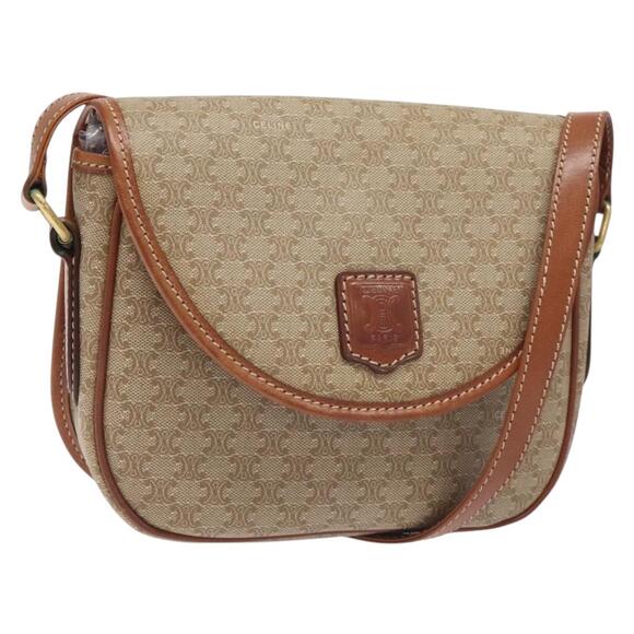 CELINE Macadam Canvas Shoulder Bag Pvc Beige Gold - Picture 1 of 12